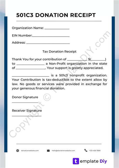 donation receipt template printable  word receipt