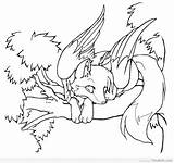 Wolf Coloring Pages Winged Kitsune Wings Lineart Cat Cute Wolves Adult Fox Drawings Color Pup Anime Colouring Girl Drawing Chibi sketch template
