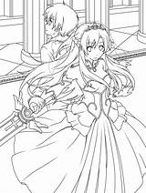 Asuna Kirito Pages Coloriage Lineart Colorare Animes Gomez Lizabeth Yui オンライン ソード アート sketch template