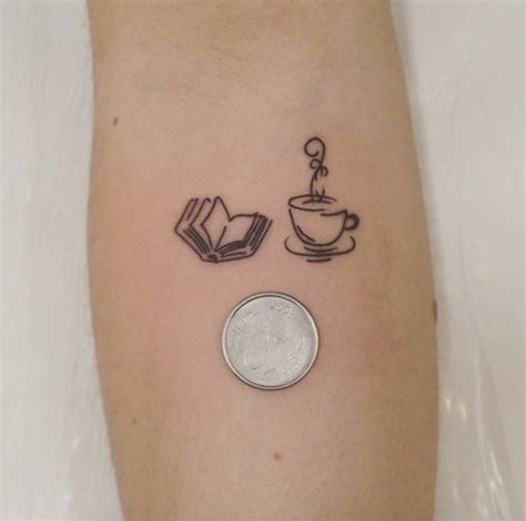 Small Size Forearm Tattoo Of Open Book And Steaming Tea