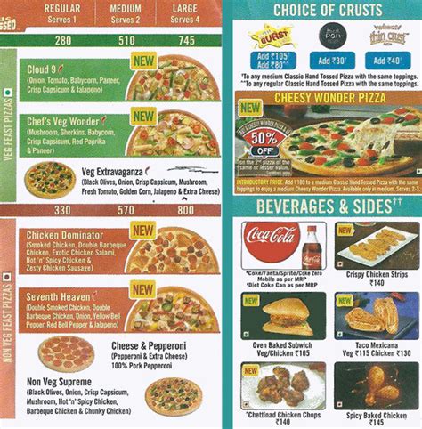 dominos pizza menu menu  dominos pizza inorbit mall wadgaon sheri pune