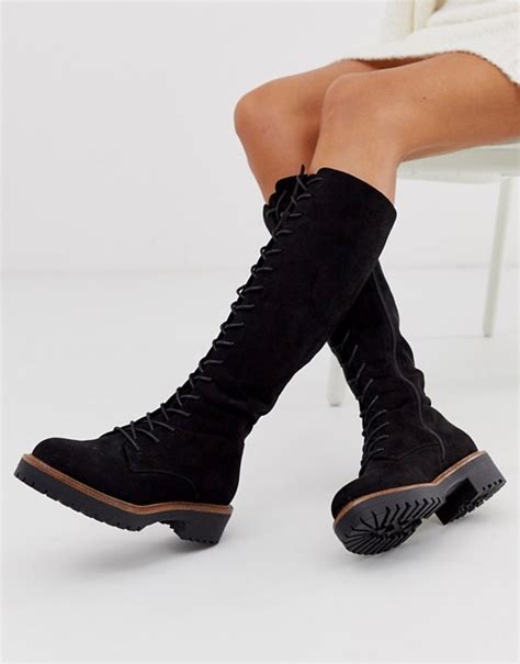 asos design courtney chunky lace  knee high boots asos