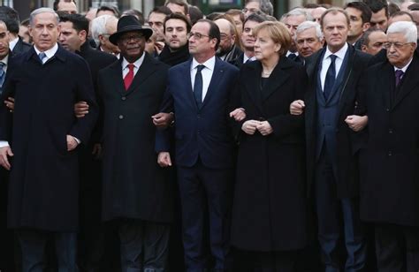 world leaders hundreds  thousands march  unity  paris