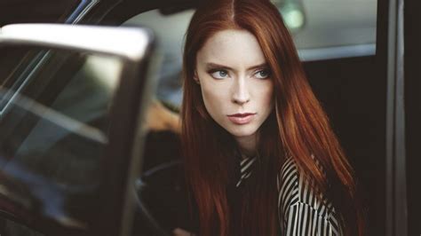 1164714 Women Redhead Model Portrait Long Hair Car Glasses