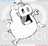 Jumping Pig Happy Clipart Coloring Cartoon Outlined Vector Thoman Cory sketch template