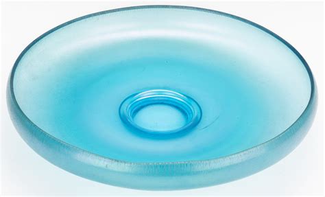 Lot 608 Blue Iridescent Art Glass Centerpiece Bowl Glass