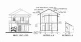 Elevation Section Plan House Front Story Plans Double Room Dwg Cad Four Bed Blueprints sketch template