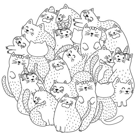 colouring pages cute cat canvas jelly