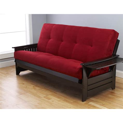 queen futon frame  mattress set  espresso  suede red walmart