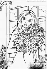 Barbie Buque Flores Rosas Coloringcity sketch template