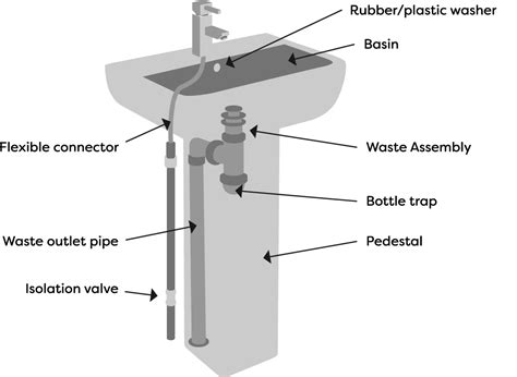 pedestal basin diagram   fit  bathroom sink