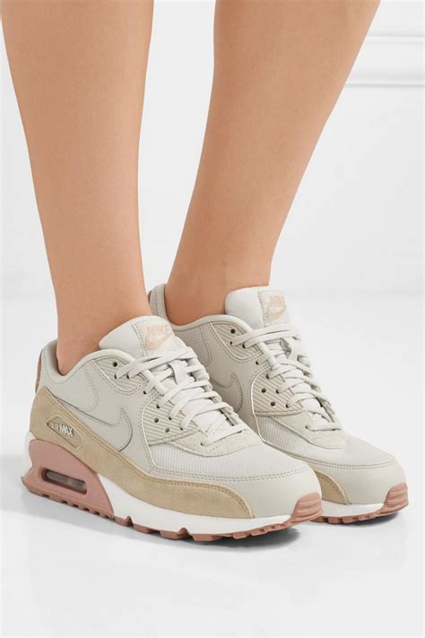nike womens air max  suede trimmed leather sneakers white white