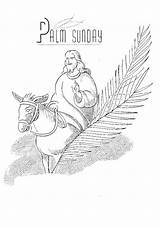 Palm Sunday Coloring Jesus Drawing Beautiful Size Color Print sketch template