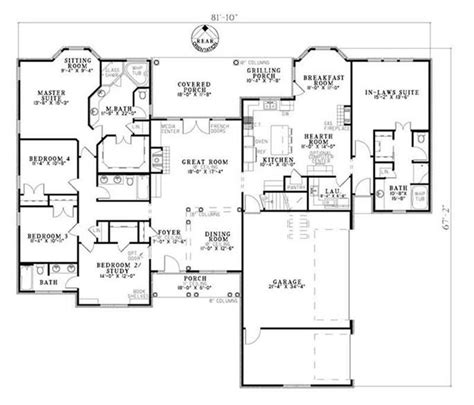 bedroom ranch house plan   law suite  sq ft