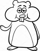 Hamster Cartoon Coloring Stock Illustration Vector Character Funny Izakowski Getdrawings Drawing Depositphotos sketch template