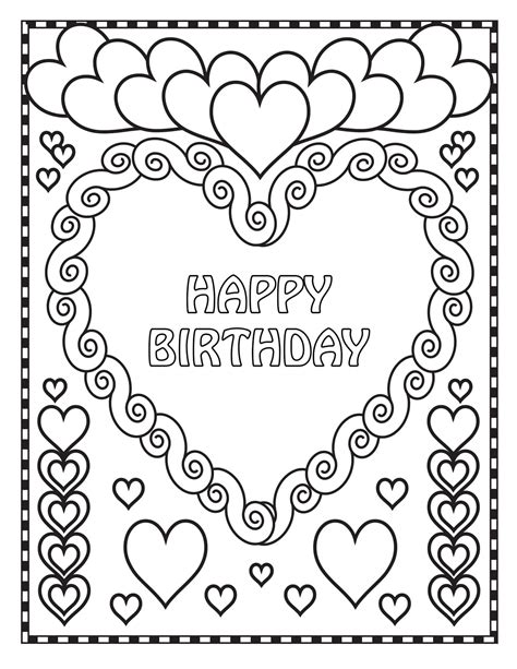 happy birthday  coloring greeting cards  adults pic nation
