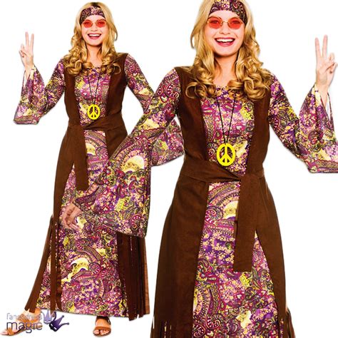 ladies adults   hippy hippie maxi summer love fancy dress