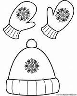 Coloring Hat Winter Mittens Clothing Hats Kids Color Print sketch template