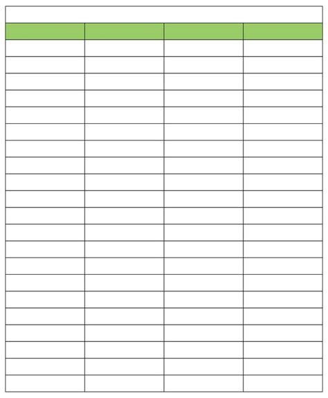 printable sign  sheet   number  items   column