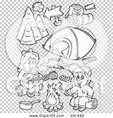 Outlines Collage Camping Coloring Illustration Items Digital Kids Rf Royalty Clipart Visekart sketch template