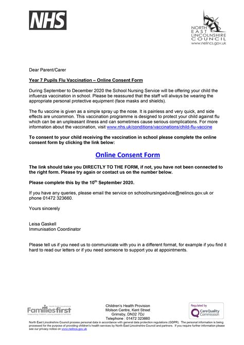 year  pupils flu vaccination  consent form news post page
