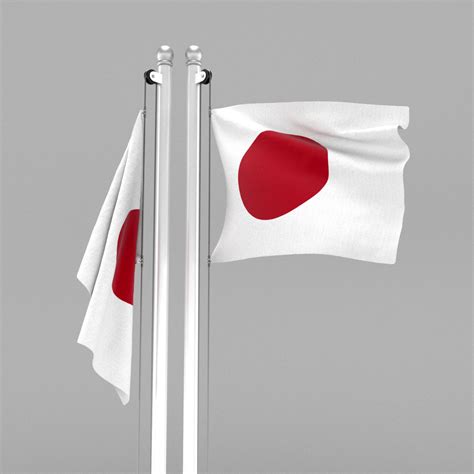 flag of japan 3d model cgtrader