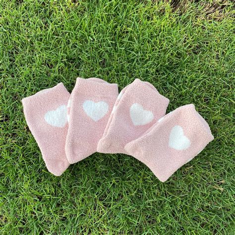 Pink Fuzzy Socks With Cute Heart Warm And Soft Fluffy Socks Etsy