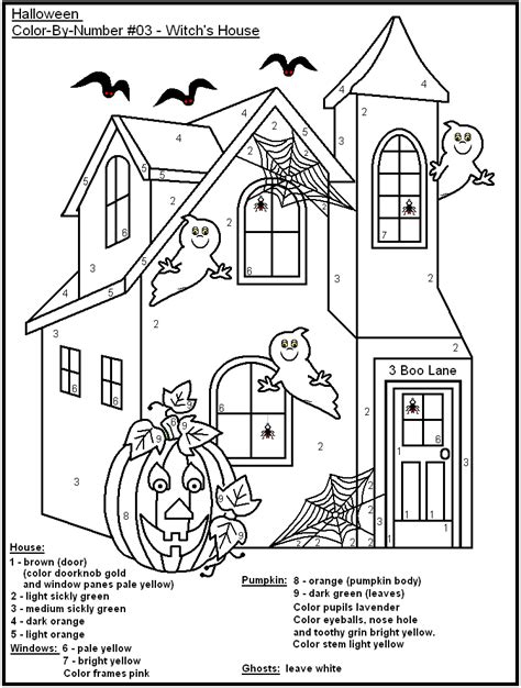 halloween color  number  coloring pages  kids
