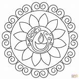 Rangoli Coloring Pages Print Flower sketch template