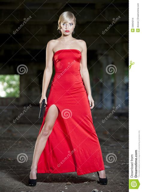 Assassin In Red Dress Stock Images Image 33604214