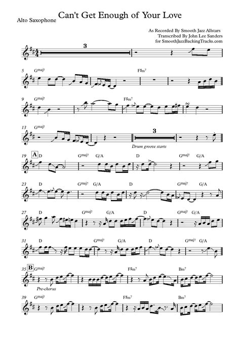 Smooth Jazz Sax Solo Sheet Music N W Pages