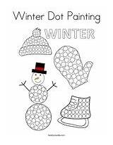 Dot Painting Coloring Winter Mitten Number sketch template