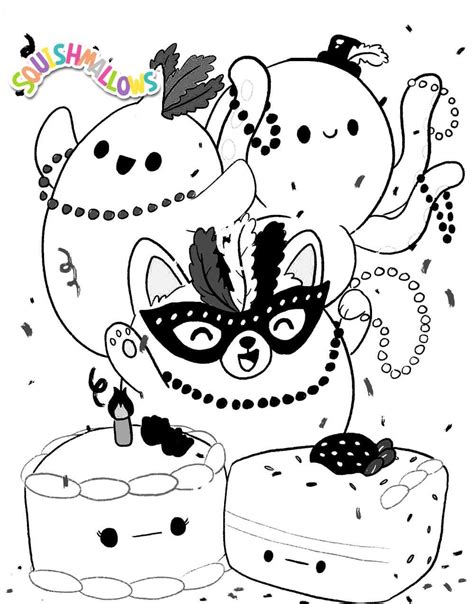 squishmallow animals dances  party coloring pages squishmallow