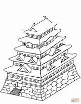 Coloring Castle Japanese Pages Drawing Printable sketch template