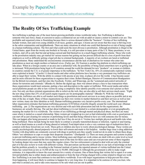 The Reality Of Sex Trafficking Free Essay Example