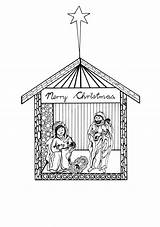 Nativity Coloring Printable Scene Pages Christmas Templates Color Printables Kids Adults Santa Letter Crafts Allfreechristmascrafts sketch template