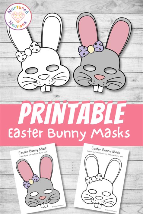 diy printable easter bunny masks color  plain templates
