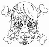 Coloring Pages Skull Sugar Girly Printable Tattoo Girl Skulls Dead Print Stencil Roses Color Face Wenchkin Crossbones Drawing Mexican Colouring sketch template