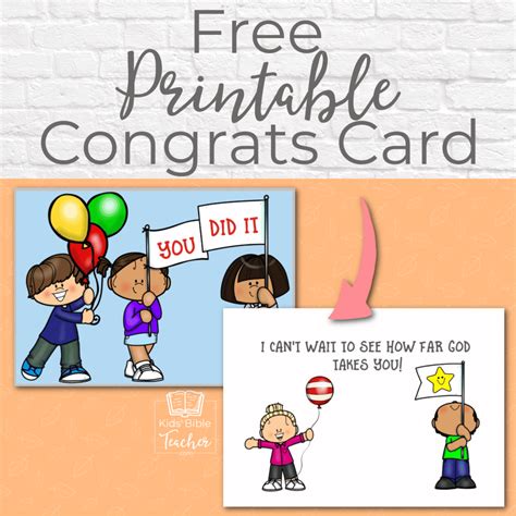 printable congratulations card kids bible teacher