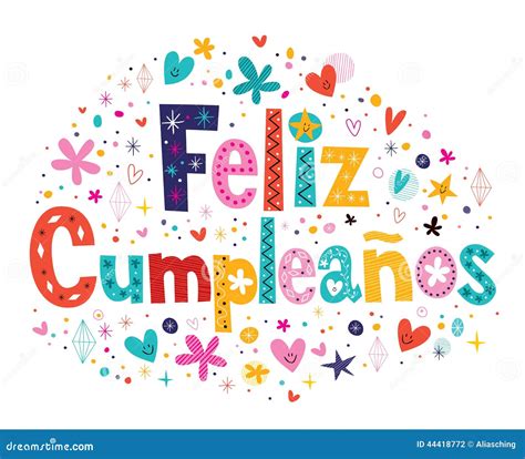 feliz cumpleanos happy birthday  spanish text stock vector image