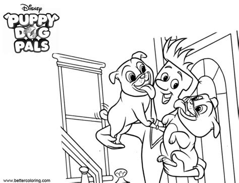 puppy dog pals coloring pages lineart  printable coloring pages