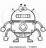 Bored Robot Clipart Cartoon Cory Thoman Vector Outlined Coloring Royalty sketch template