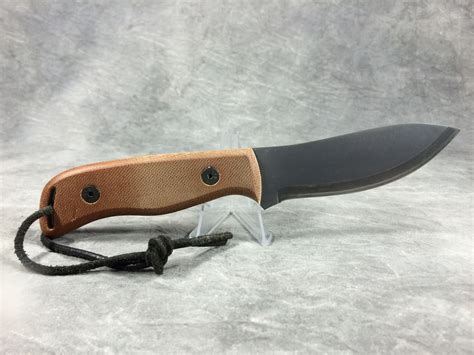 camillus   plain edge bushcrafter fixed blade knife  leather sheath worth