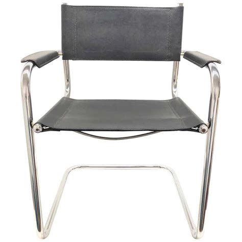 Brown Leather Chair With Chrome Cantilevered Base At 1stdibs