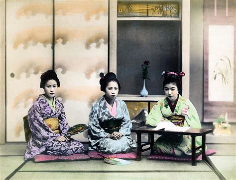 1890 three japanese geisha girls photograph by historic image fine