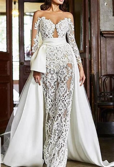 white bridal prom lace jumpsuit  overskirt scape wedding etsy   wedding rompers