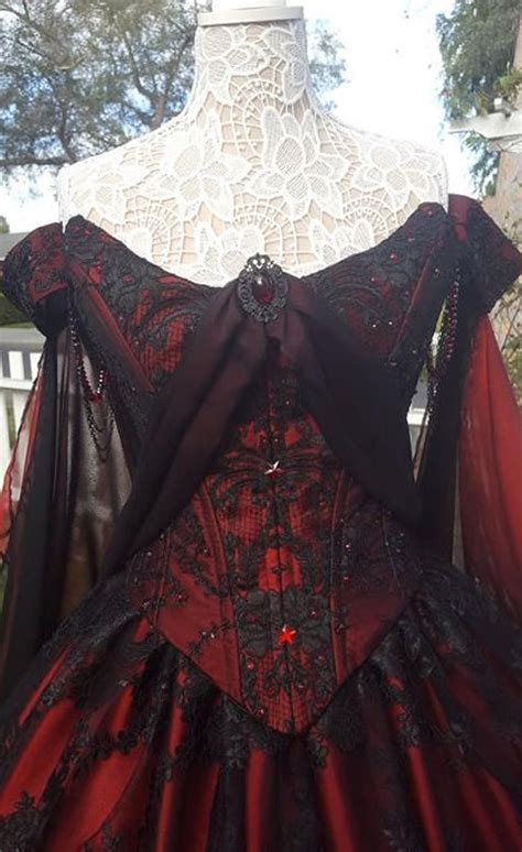 gothic belle redblack lace fantasy gown wedding holiday etsy red wedding dresses fantasy