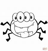 Spider Coloring Pages Cartoon Printable Cute Happy Halloween Spiders Drawing Easy Color Kids Animal Print Popular sketch template