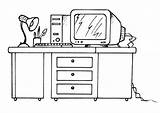 Desk Coloring Computer Pages Large sketch template
