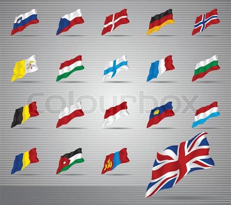 vector  waved national flags stock vector colourbox